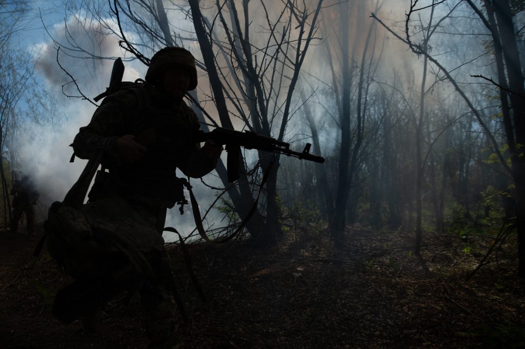Forgotten On the Line donetsk region, ukraine: soldiers with the 22nd brigae train for infantry missions